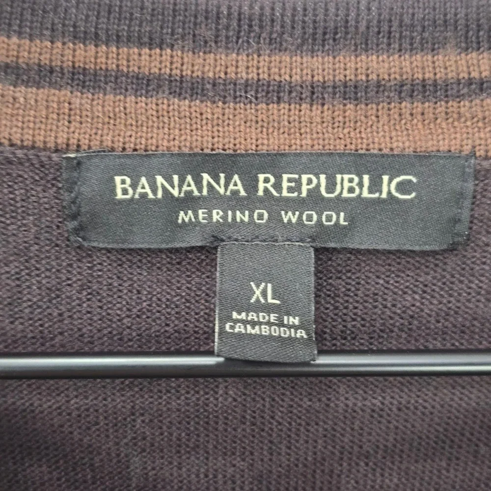Banana Republic Mens XL Brown Merino Wool Crew Neck Sweater Office Quiet Luxury